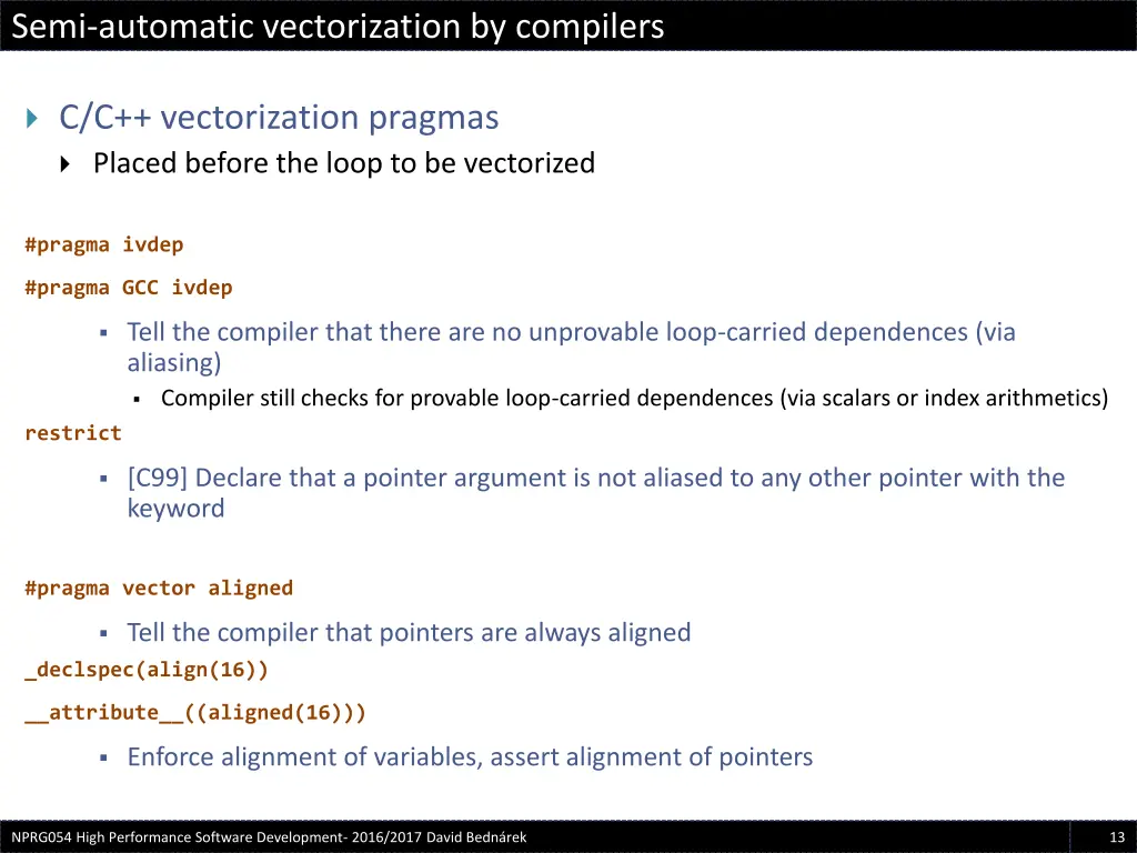semi automatic vectorization by compilers 12