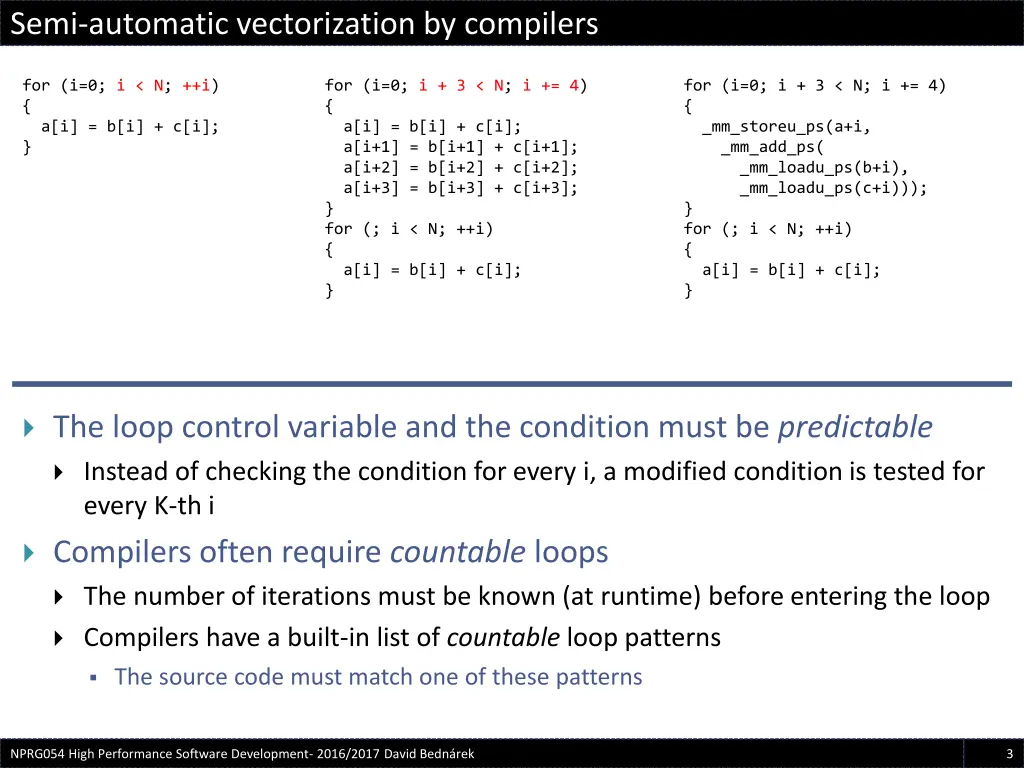 semi automatic vectorization by compilers 2