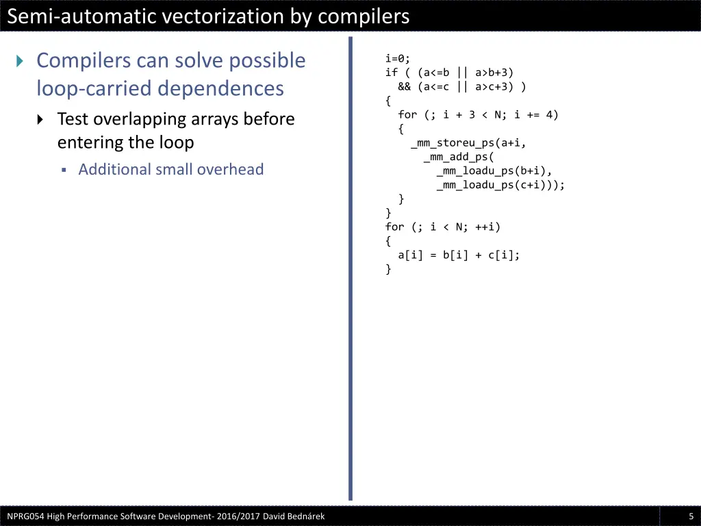 semi automatic vectorization by compilers 4