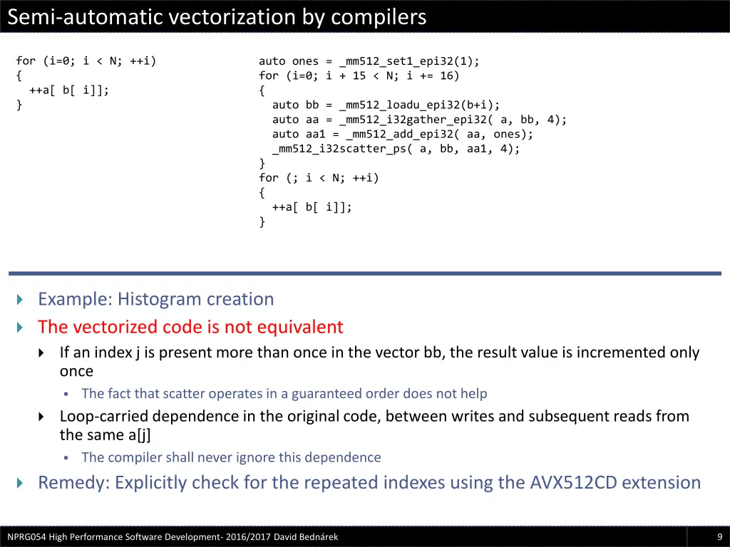 semi automatic vectorization by compilers 8
