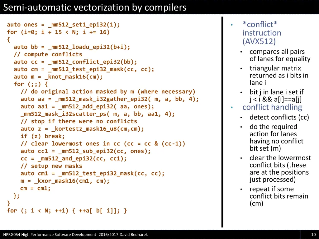 semi automatic vectorization by compilers 9