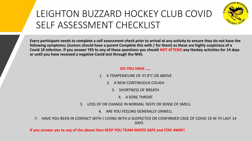 leighton buzzard hockey club covid self