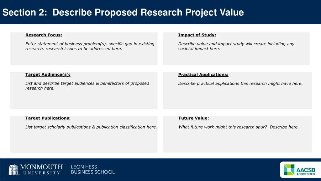 section 2 describe proposed research project value