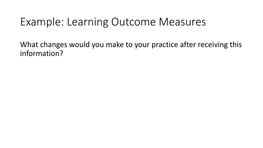 example learning outcome measures 1