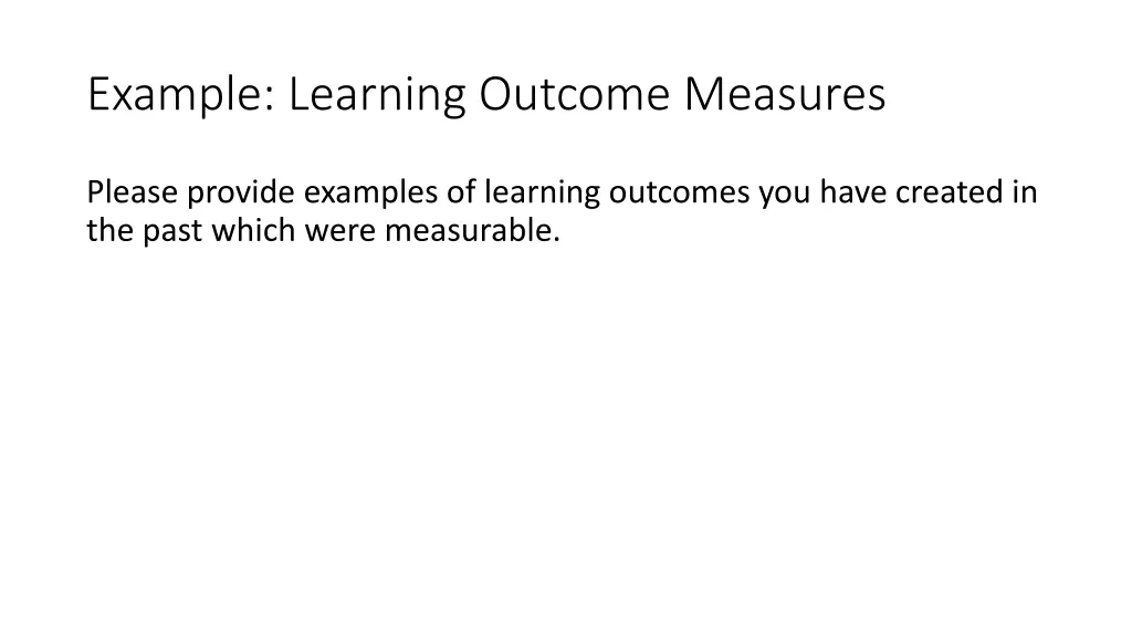 example learning outcome measures