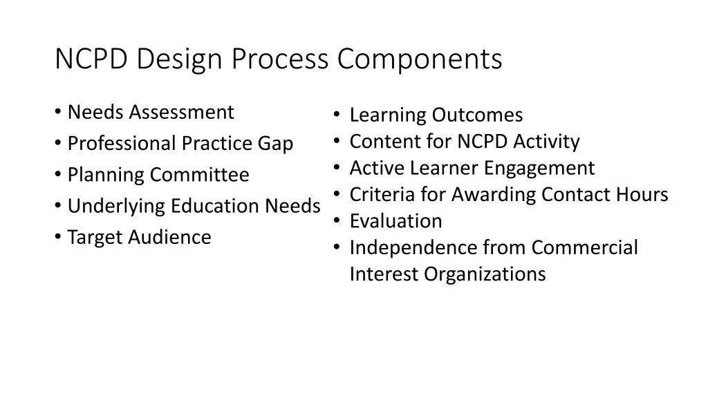 ncpd design process components