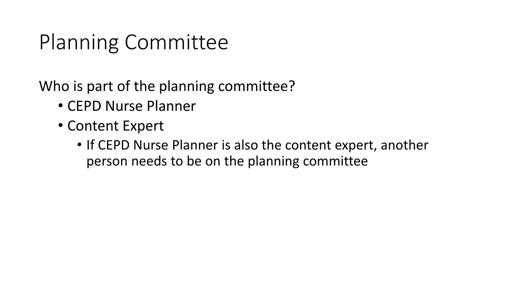 planning committee