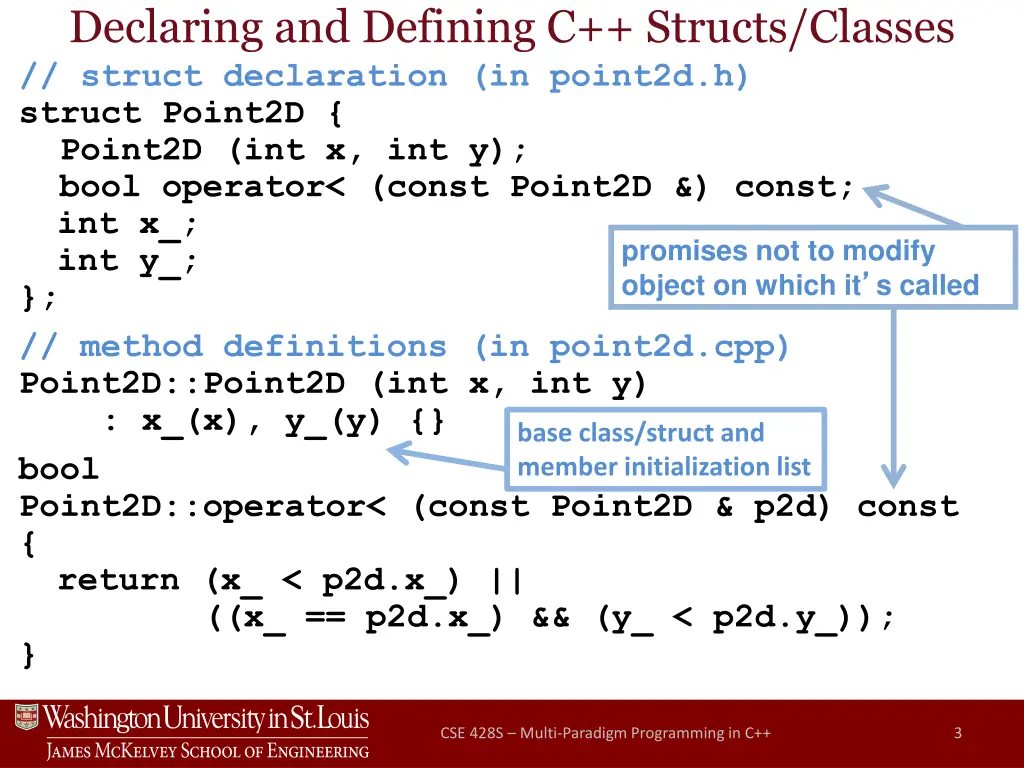 declaring and defining c structs classes struct