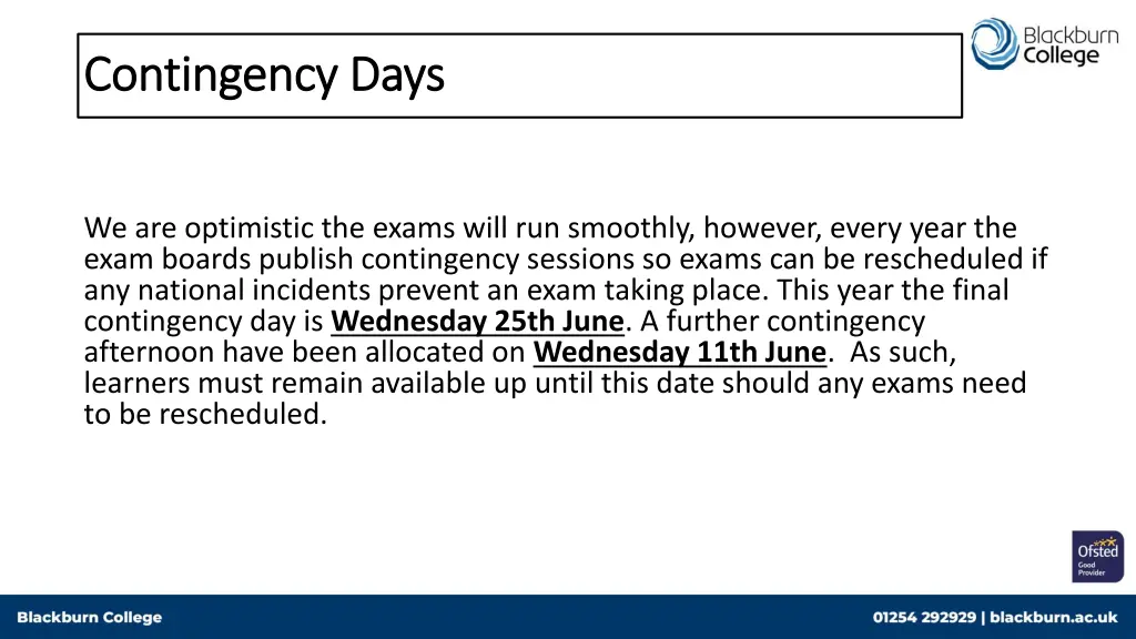 contingency days contingency days