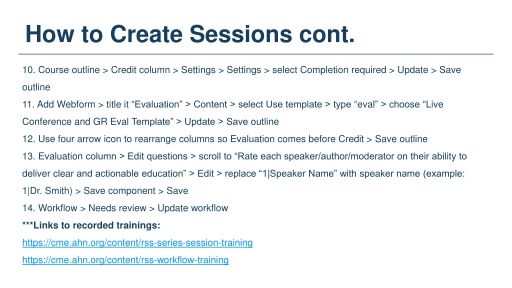 how to create sessions cont