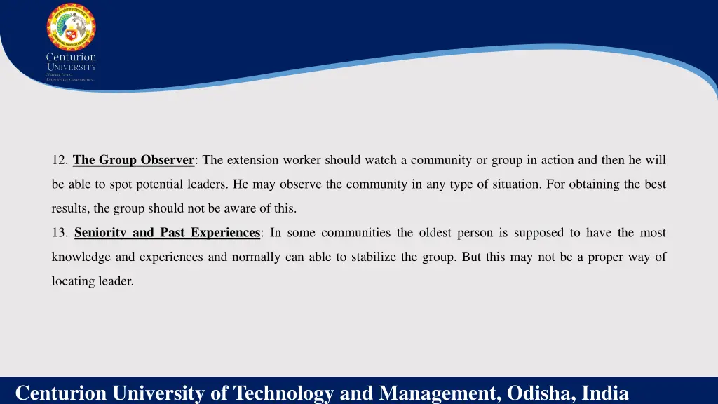 12 the group observer the extension worker should