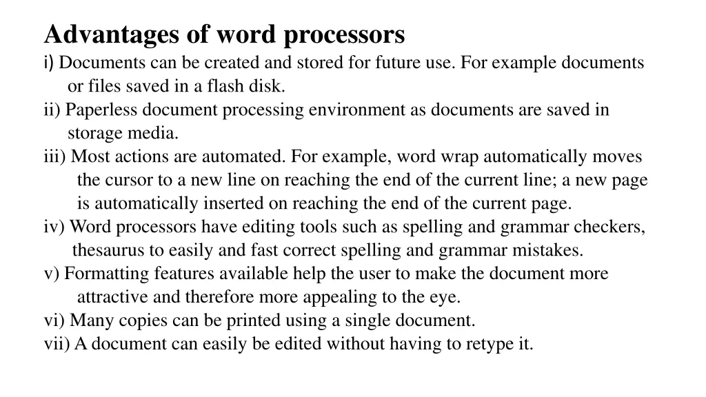advantages of word processors i documents