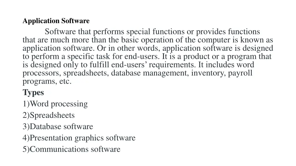application software software that performs