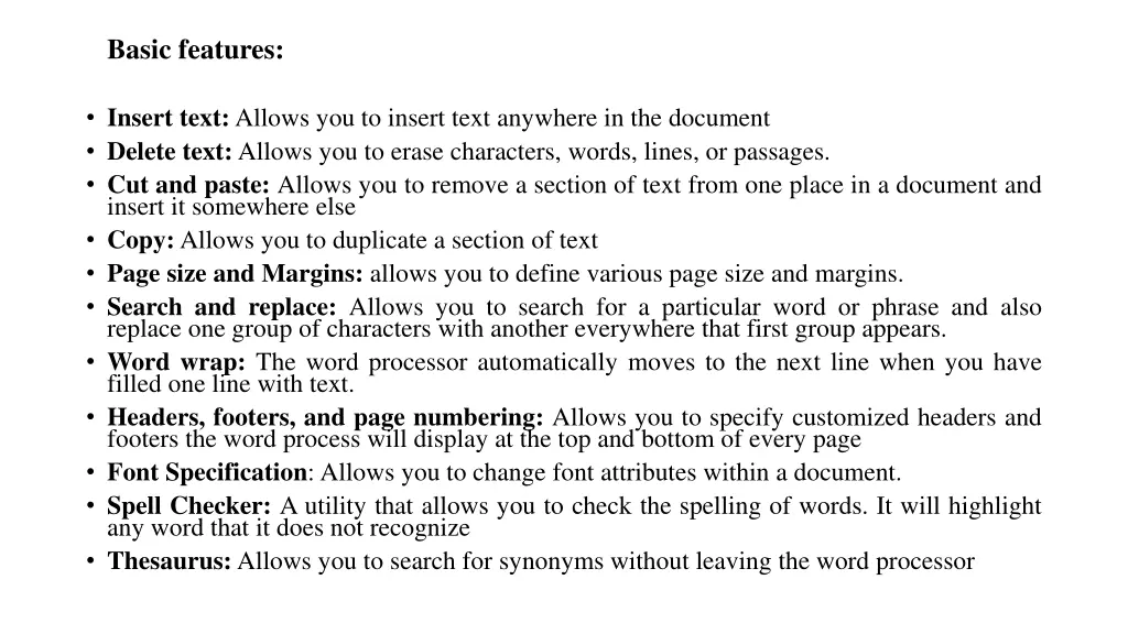 basic features