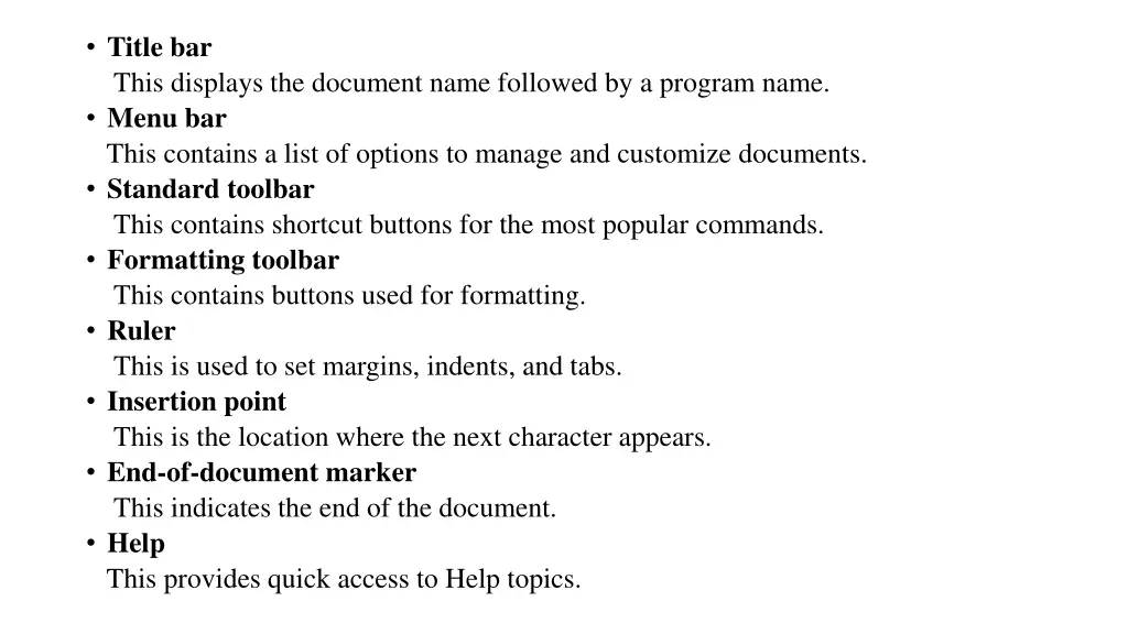 title bar this displays the document name