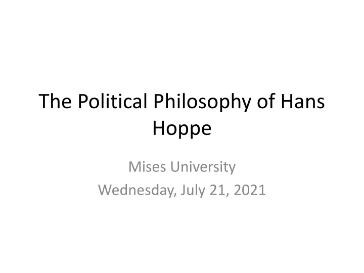 the political philosophy of hans hoppe