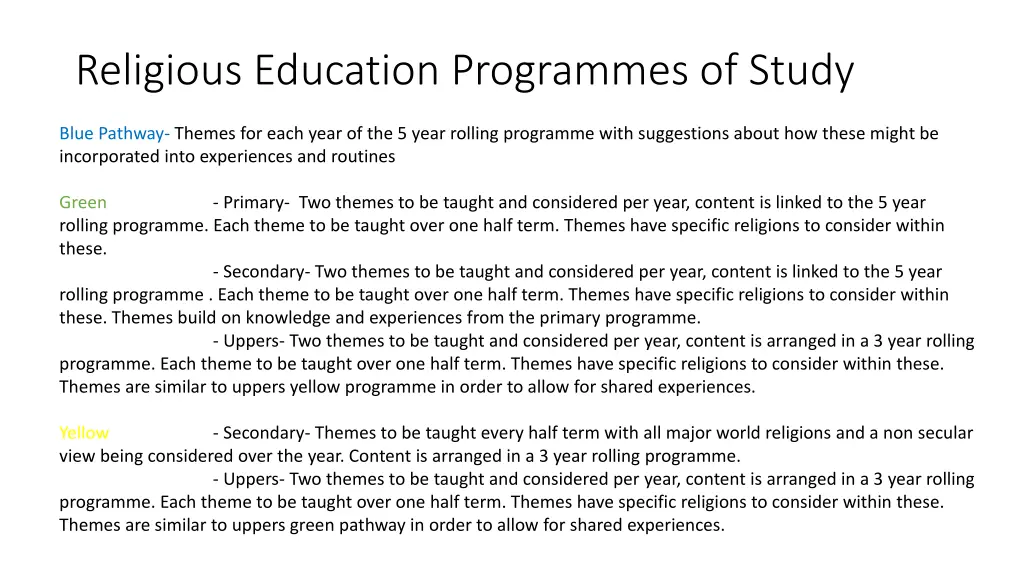 religious education programmes of study