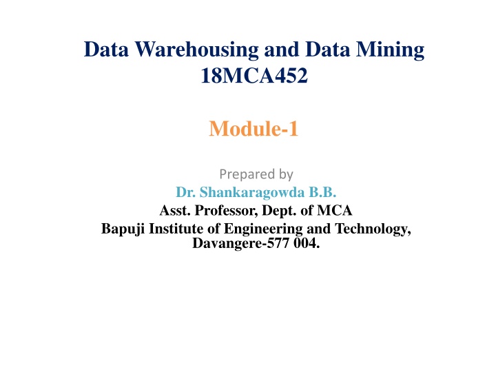 data warehousing and data mining 18mca452