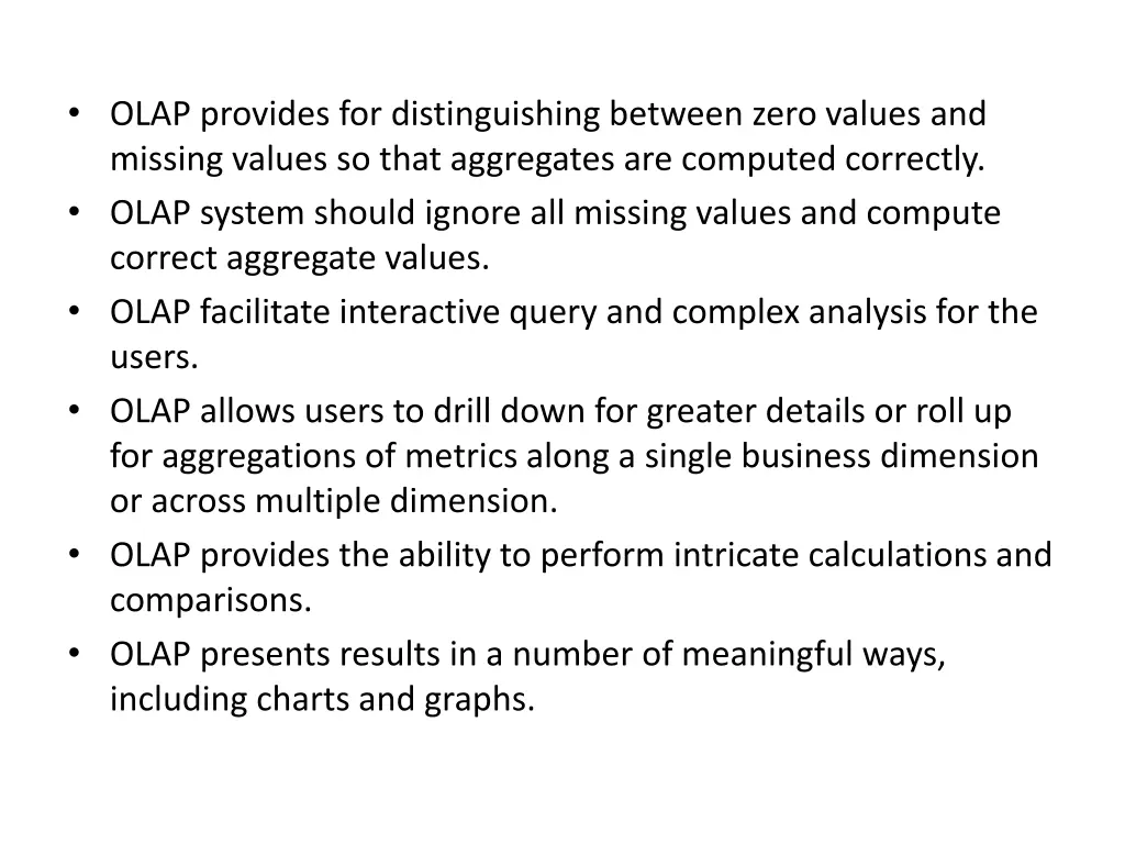 olap provides for distinguishing between zero