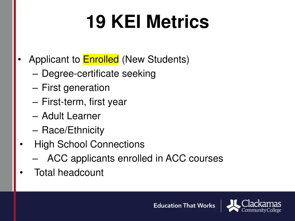 19 kei metrics