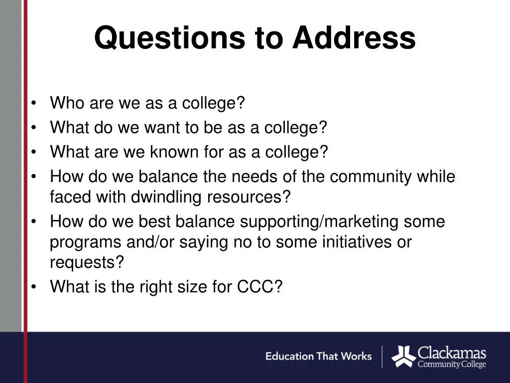 questions to address