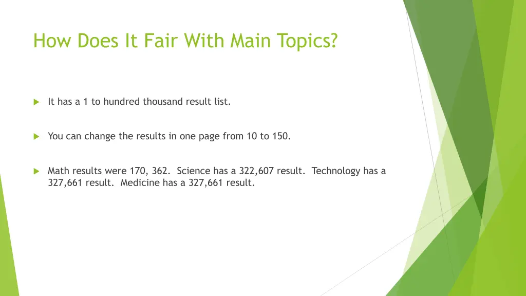how does it fair with main topics