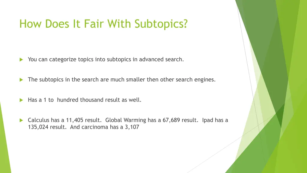 how does it fair with subtopics
