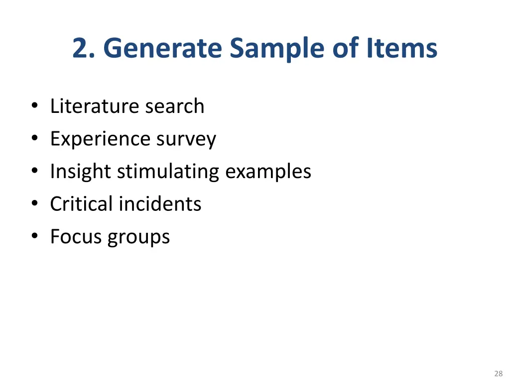 2 generate sample of items
