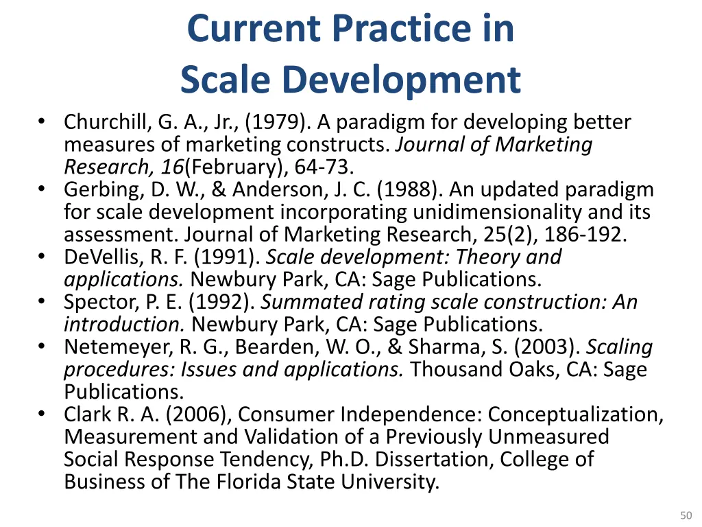 current practice in scale development churchill