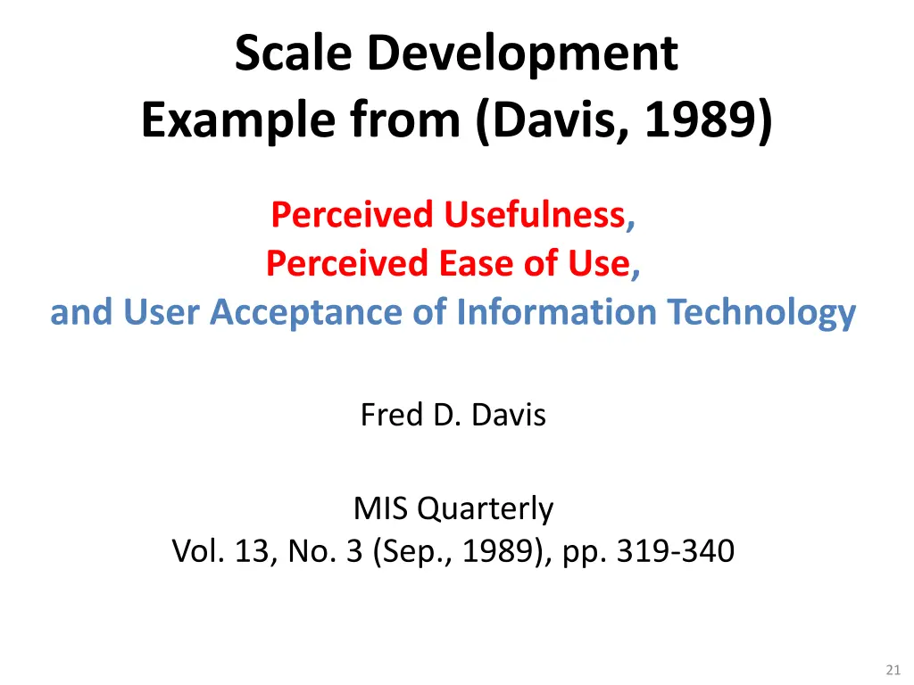 scale development example from davis 1989