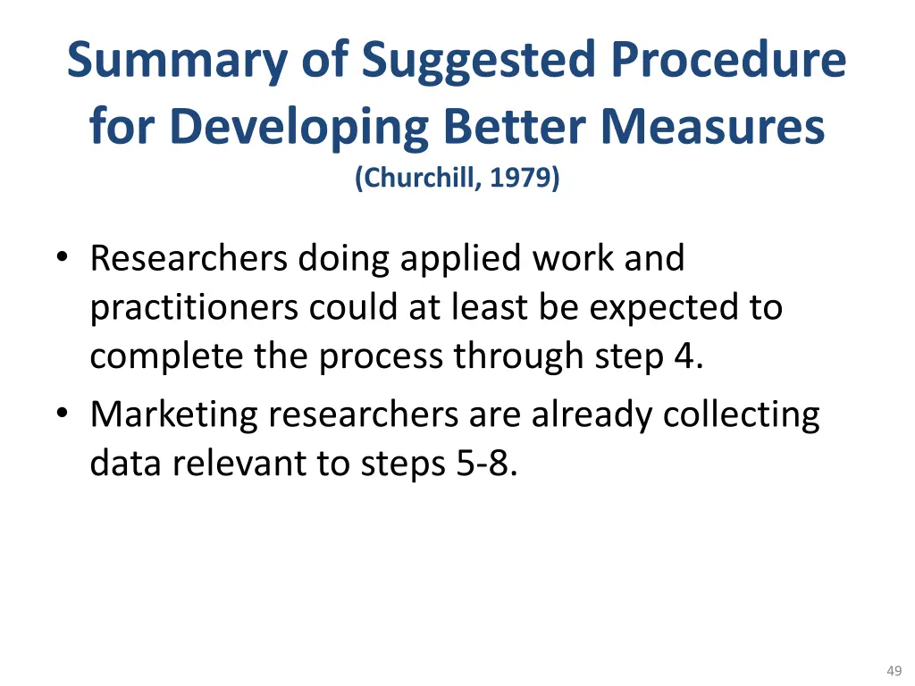 summary of suggested procedure for developing