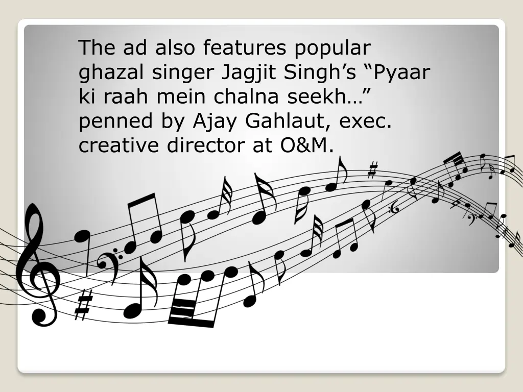 the ad also features popular ghazal singer jagjit