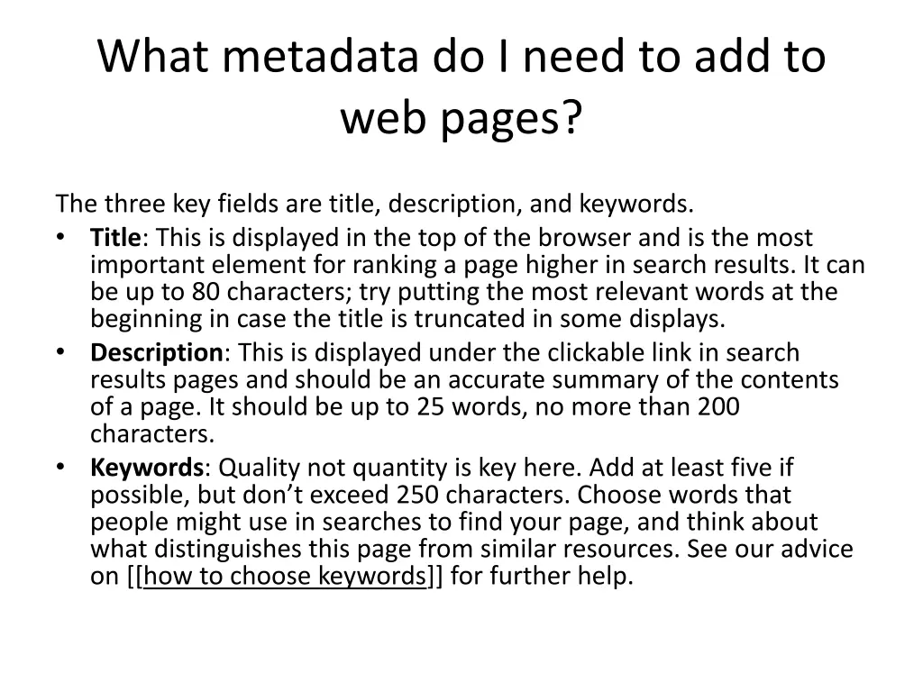 what metadata do i need to add to web pages