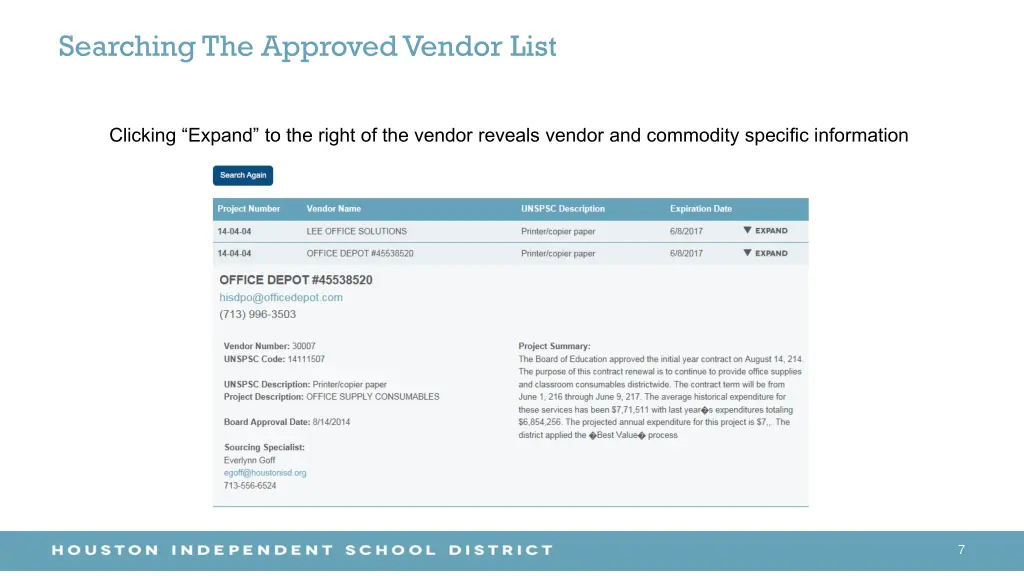 searching the approved vendor list 2