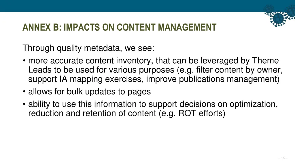 annex b impacts on content management