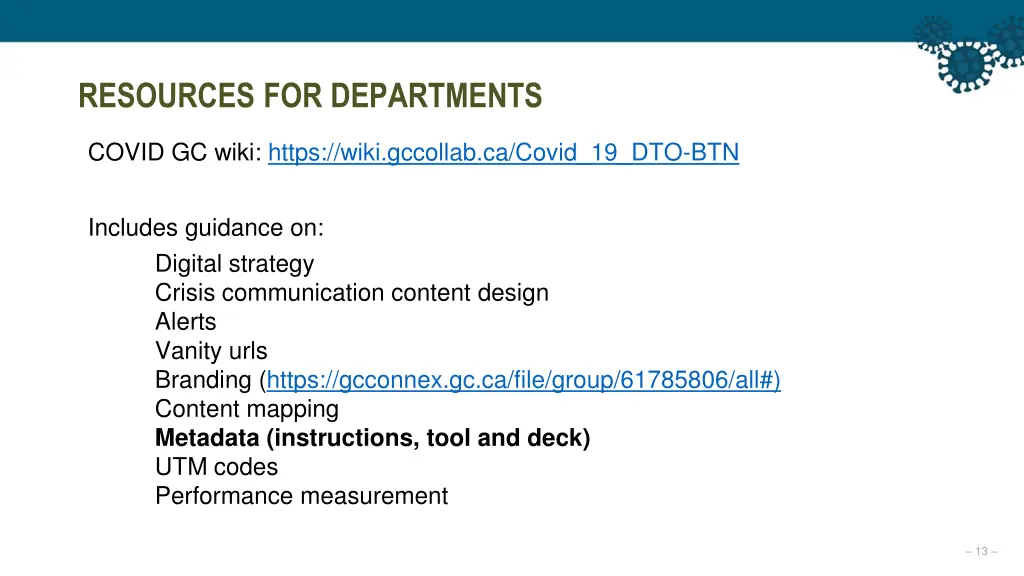 resources for departments