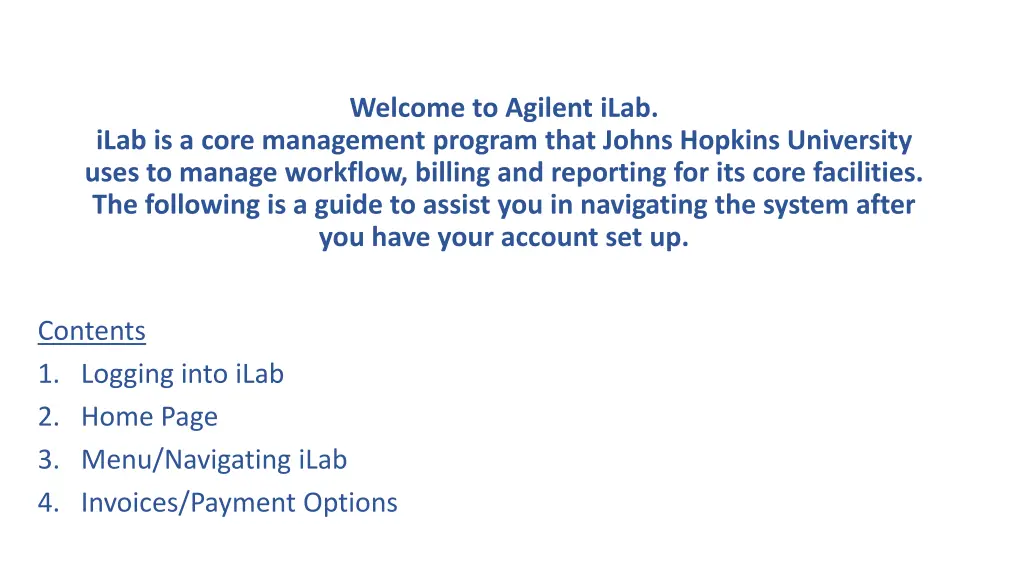 welcome to agilent ilab