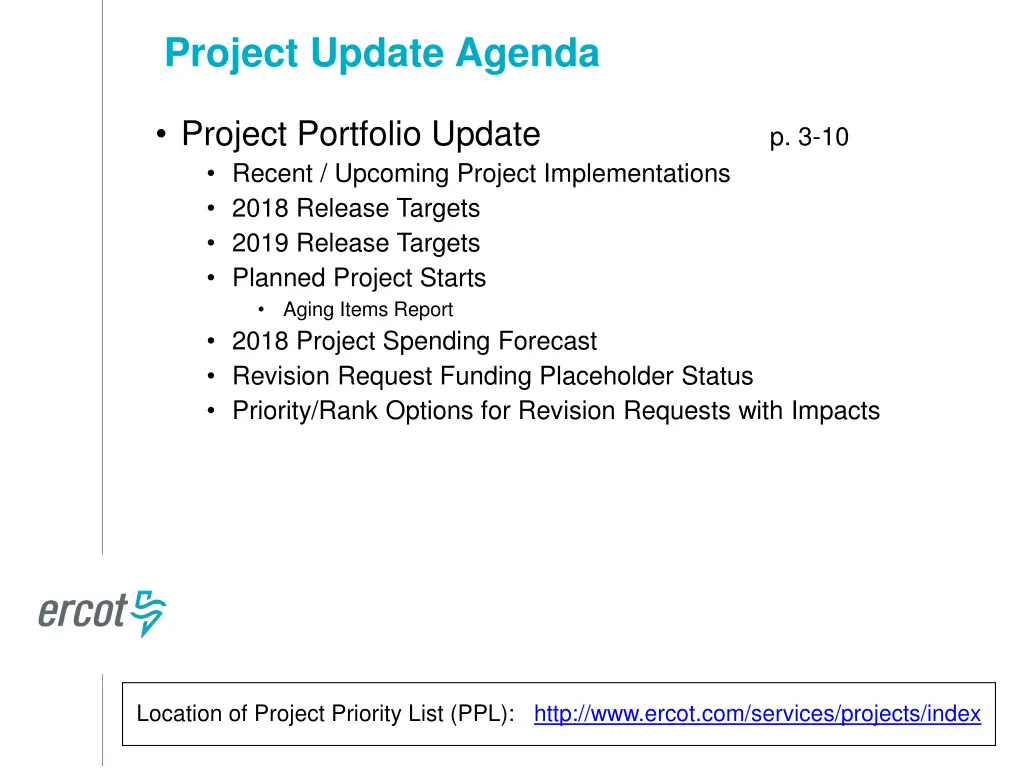 project update agenda