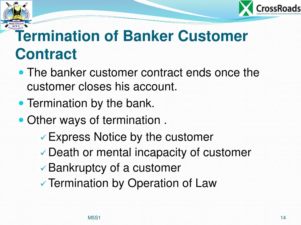 termination of banker customer contract