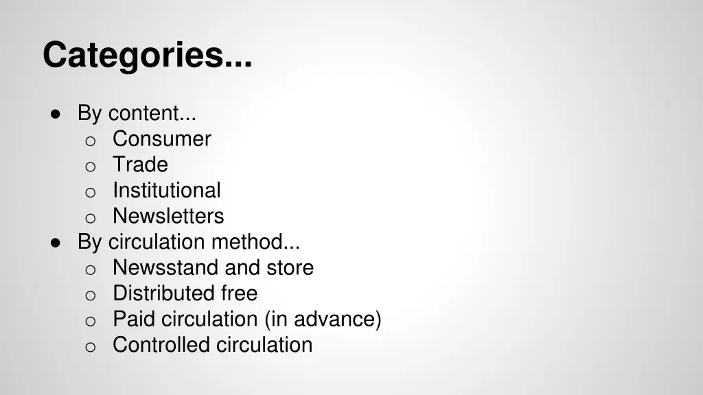 categories