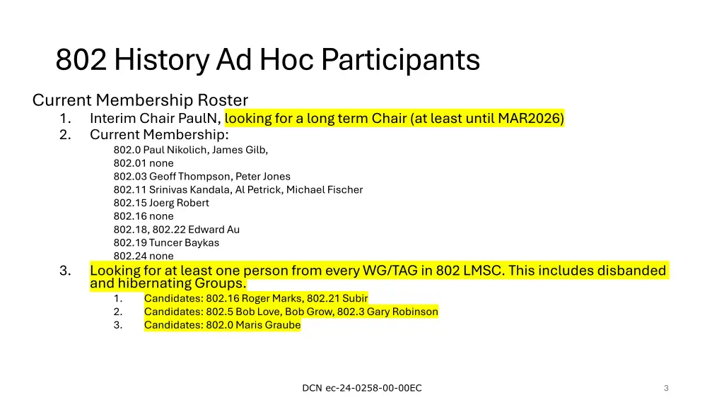802 history ad hoc participants