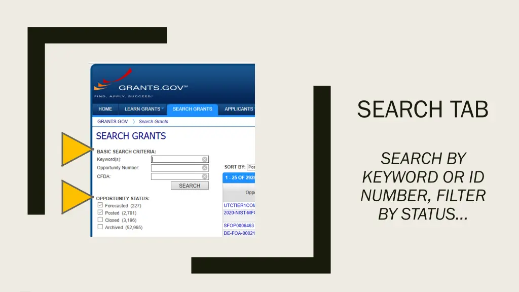 search tab