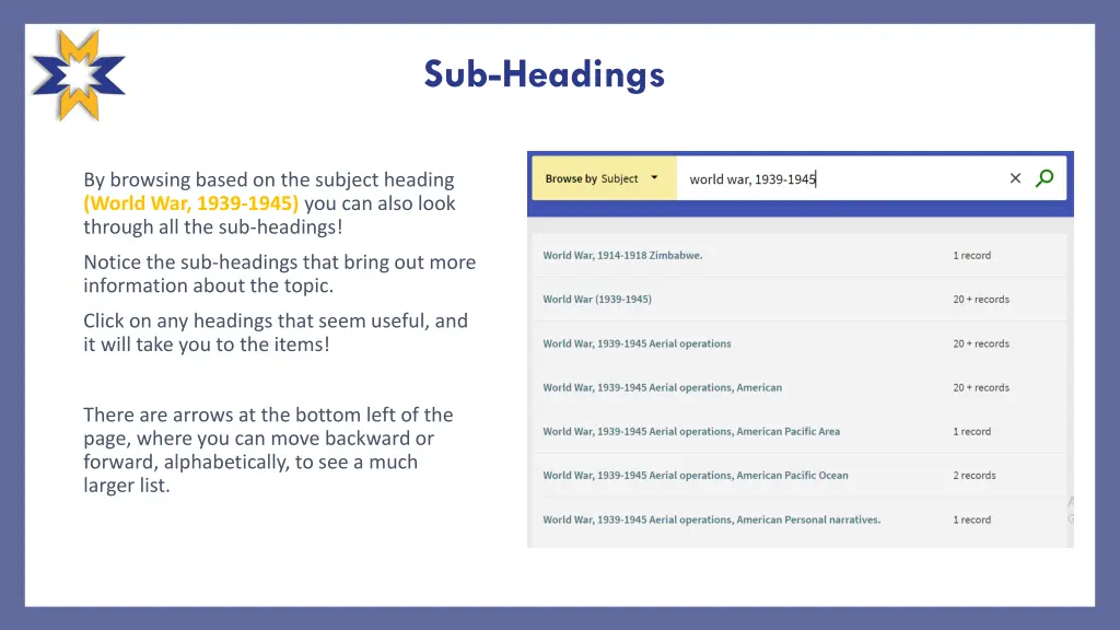 sub headings