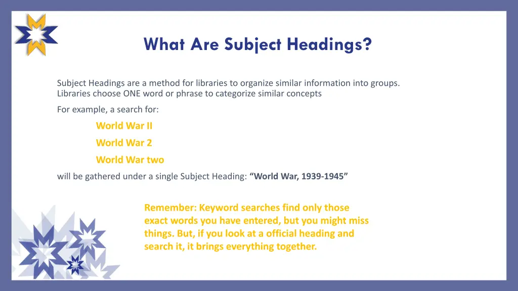 what are subject headings