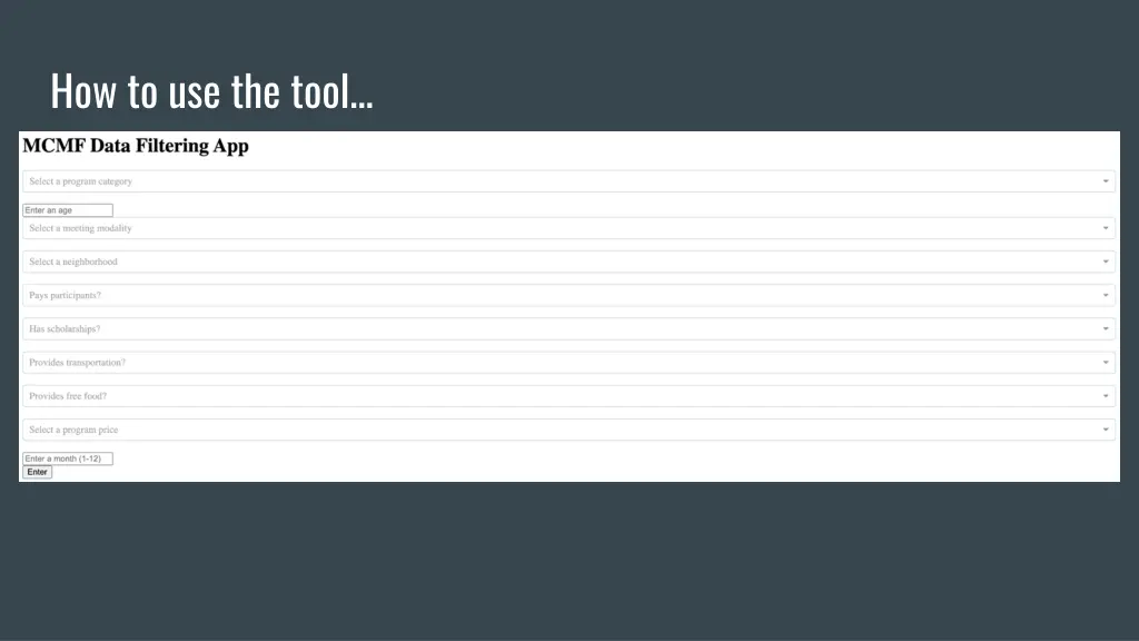 how to use the tool