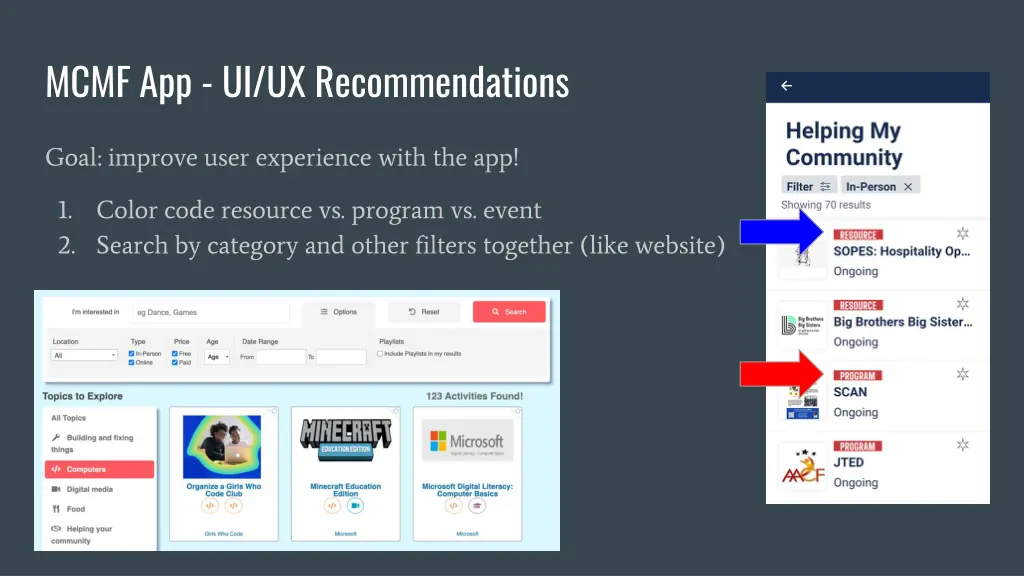 mcmf app ui ux recommendations