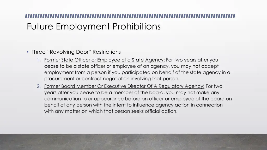 future employment prohibitions