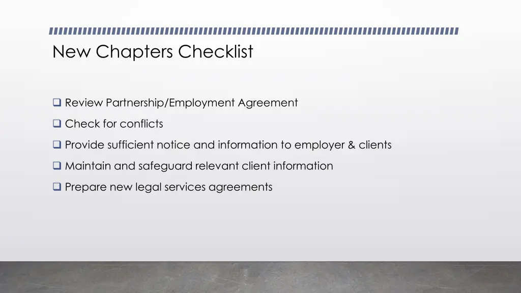 new chapters checklist