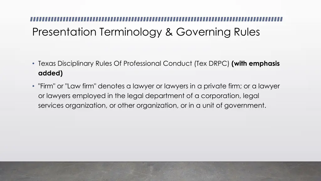 presentation terminology governing rules