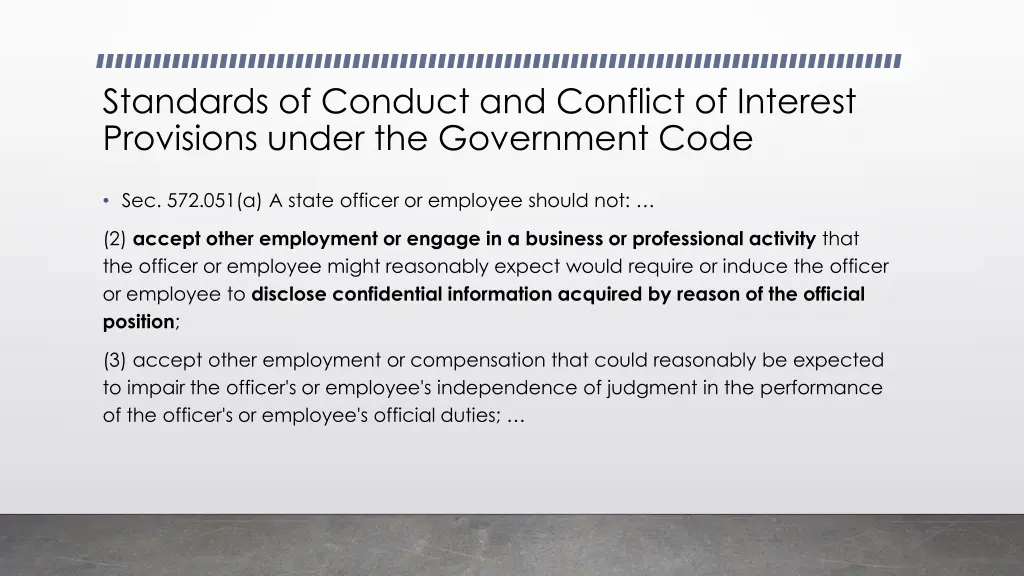 standards of conduct and conflict of interest